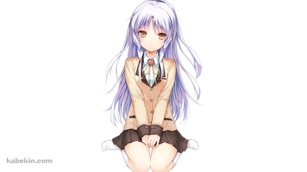 正座をする制服を着た立華奏 / エンジェル ビーツ!の壁紙(1024px x 576px) 高画質 PC・デスクトップ用