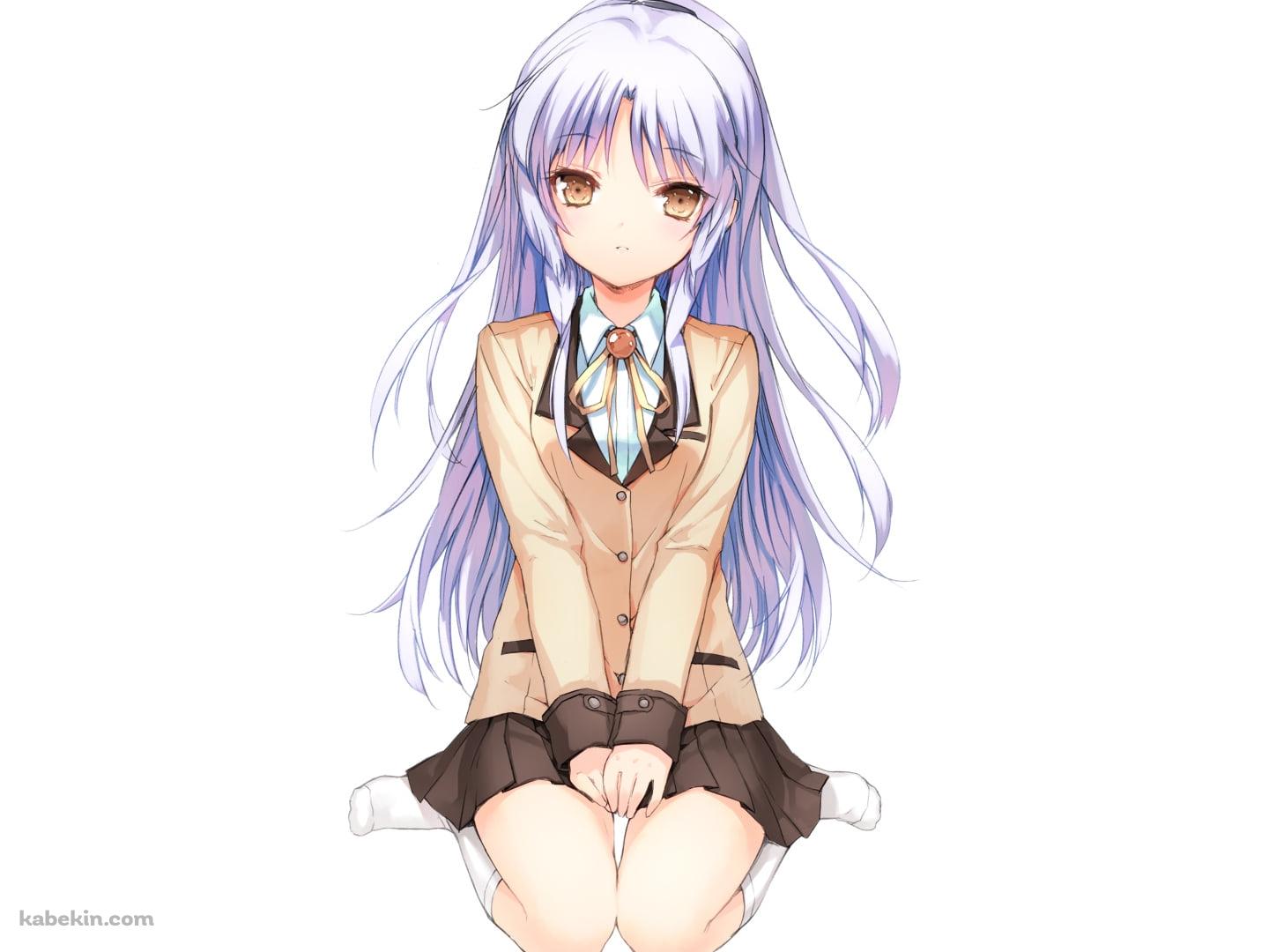正座をする制服を着た立華奏 / エンジェル ビーツ!の壁紙(1440px x 1080px) 高画質 PC・デスクトップ用