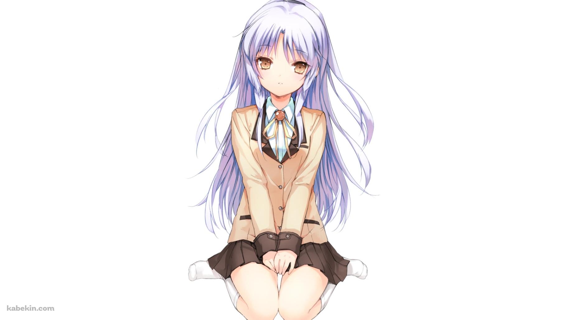 正座をする制服を着た立華奏 / エンジェル ビーツ!の壁紙(1829px x 1029px) 高画質 PC・デスクトップ用