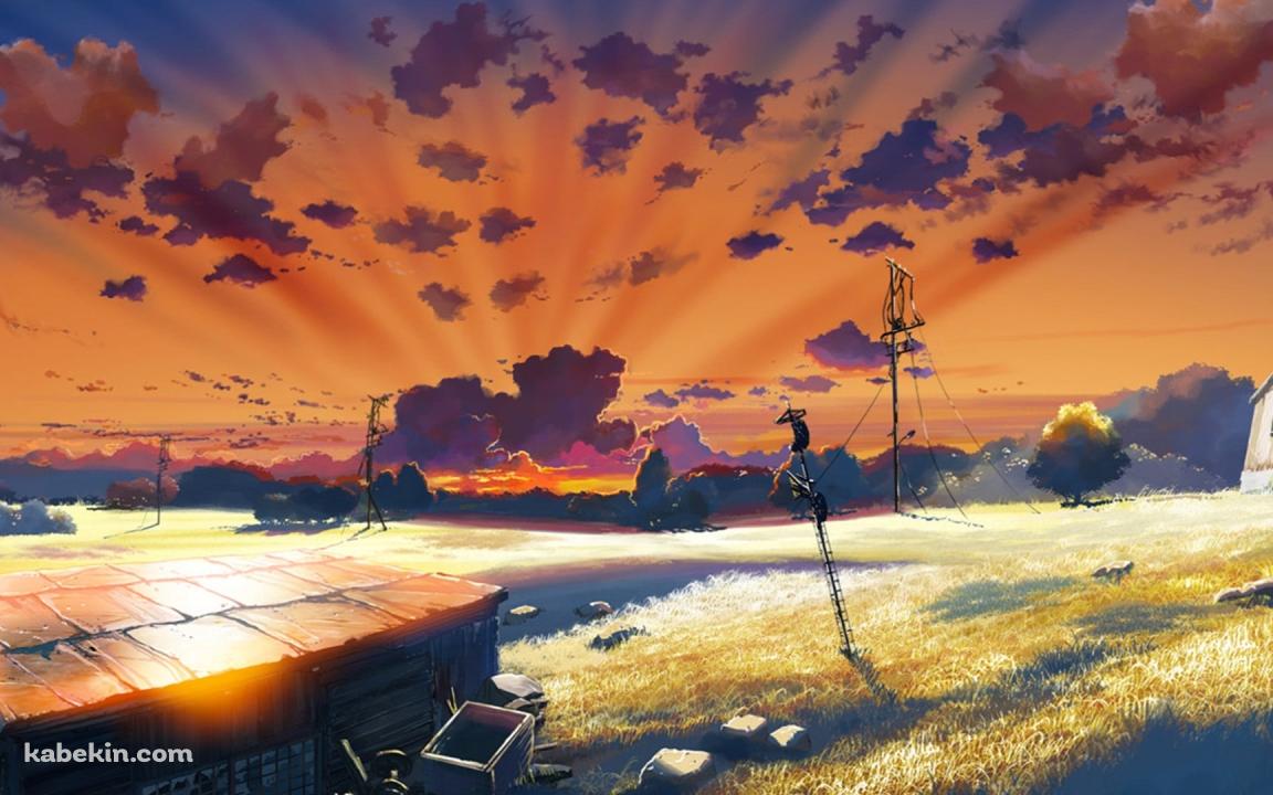 夕暮れの風景 / 雲のむこう、約束の場所の壁紙(1152px x 720px) 高画質 PC・デスクトップ用