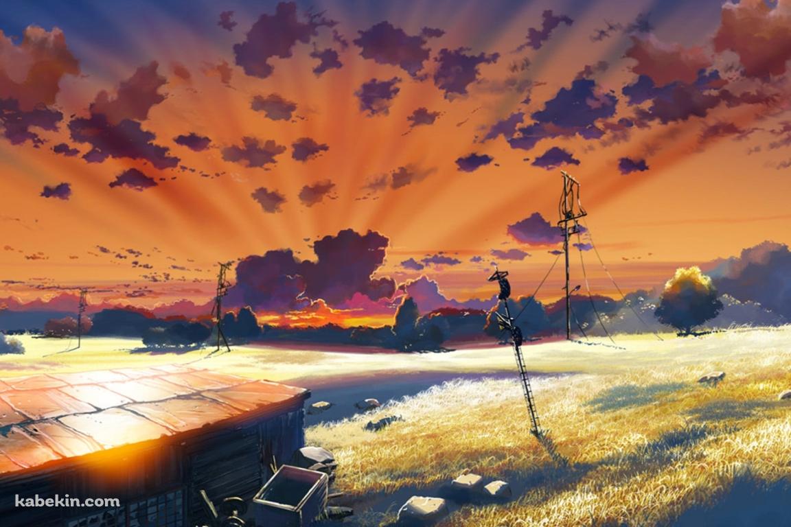 夕暮れの風景 / 雲のむこう、約束の場所の壁紙(1152px x 768px) 高画質 PC・デスクトップ用