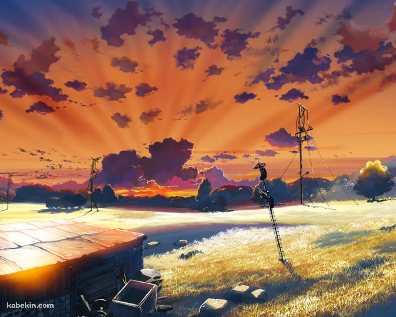 夕暮れの風景 / 雲のむこう、約束の場所の壁紙(1280px x 1024px) 高画質 PC・デスクトップ用