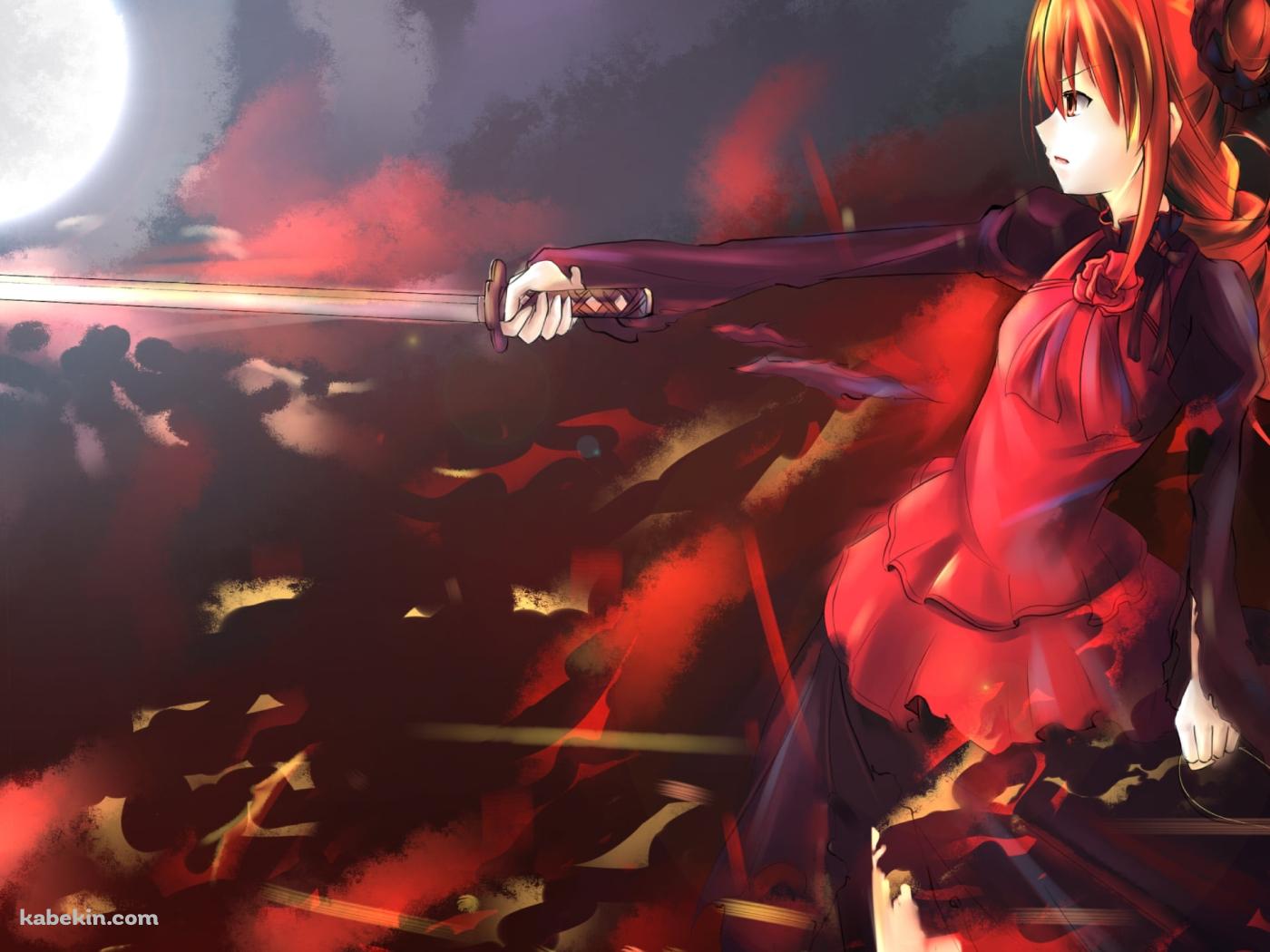 満月と剣を振るうシャナ / 灼眼のシャナの壁紙(1400px x 1050px) 高画質 PC・デスクトップ用