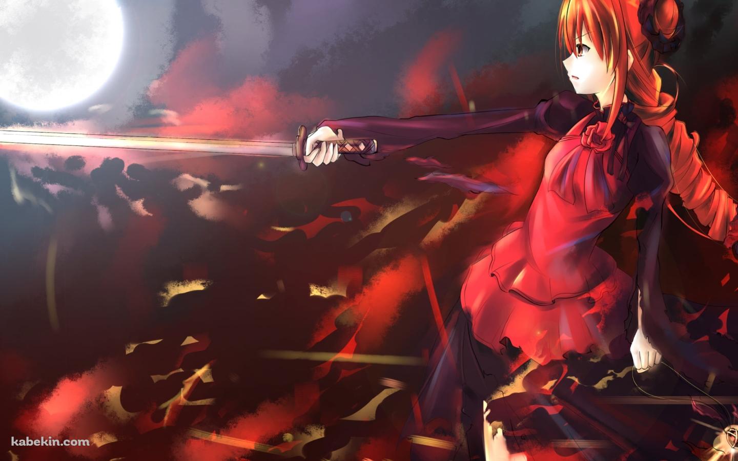 満月と剣を振るうシャナ / 灼眼のシャナの壁紙(1440px x 900px) 高画質 PC・デスクトップ用