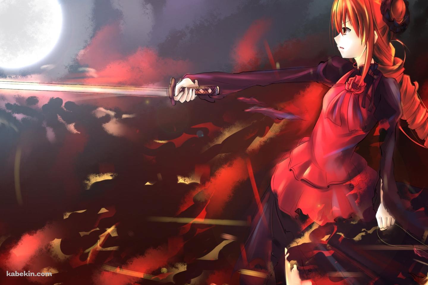 満月と剣を振るうシャナ / 灼眼のシャナの壁紙(1440px x 960px) 高画質 PC・デスクトップ用