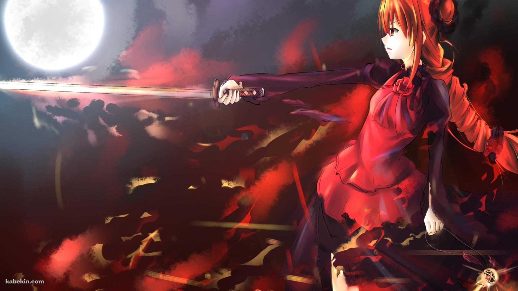 満月と剣を振るうシャナ / 灼眼のシャナの壁紙(2048px x 1152px) 高画質 PC・デスクトップ用