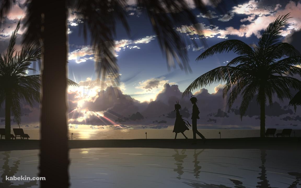 海沿いを歩く二人 / DJMAXの壁紙(1152px x 720px) 高画質 PC・デスクトップ用