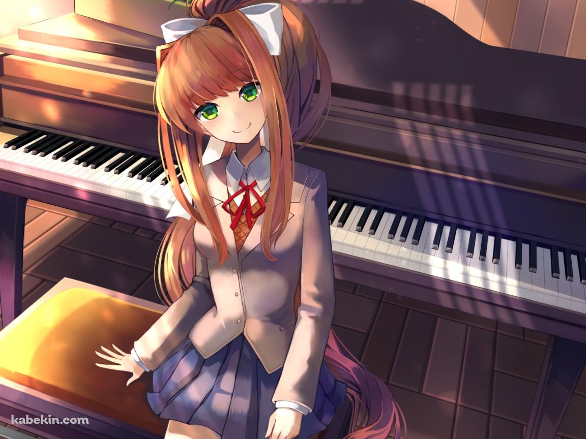 ピアノの椅子に座り微笑むモニカ / ドキドキ文芸部!の壁紙(1152px x 864px) 高画質 PC・デスクトップ用