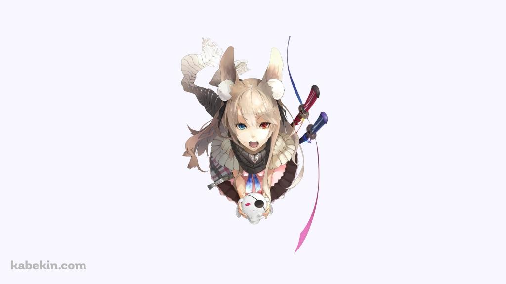 赤と青の剣とオッドアイの少女の壁紙(1024px x 576px) 高画質 PC・デスクトップ用