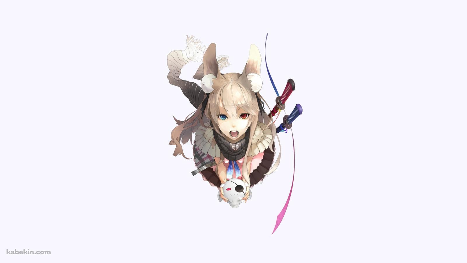 赤と青の剣とオッドアイの少女の壁紙(1600px x 900px) 高画質 PC・デスクトップ用