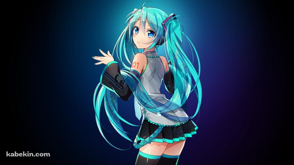 ポーズをする可愛い初音ミク / 後ろ姿 / ボーカロイドの壁紙(1024px x 576px) 高画質 PC・デスクトップ用