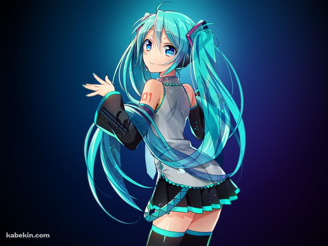 ポーズをする可愛い初音ミク / 後ろ姿 / ボーカロイドの壁紙(1152px x 864px) 高画質 PC・デスクトップ用