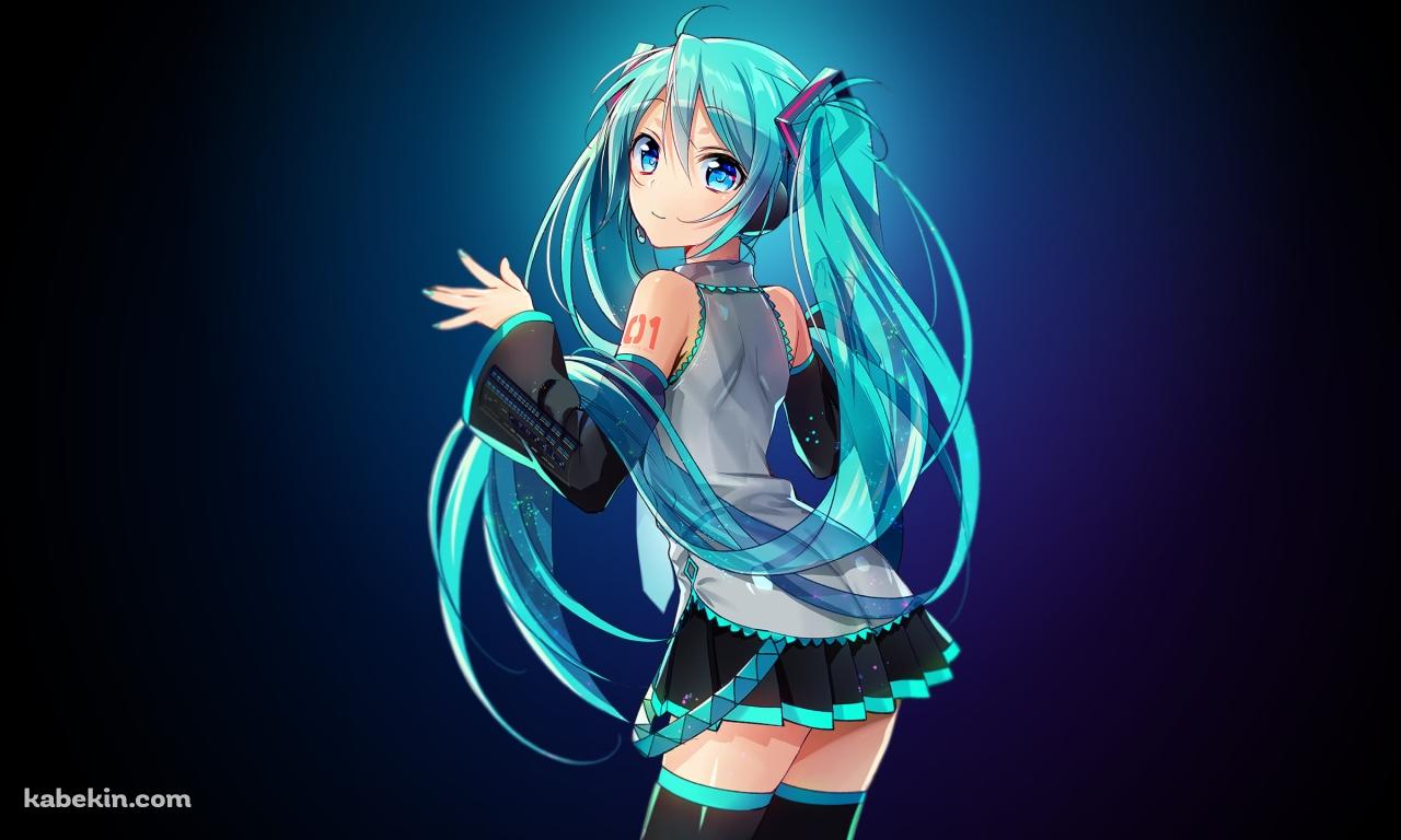 ポーズをする可愛い初音ミク / 後ろ姿 / ボーカロイドの壁紙(1280px x 768px) 高画質 PC・デスクトップ用