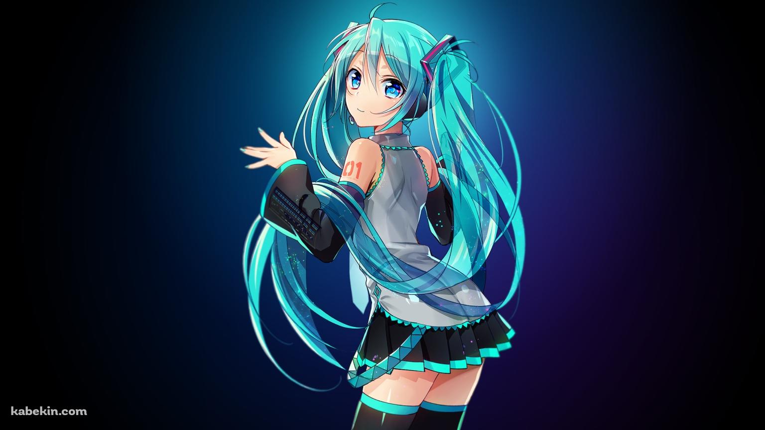 ポーズをする可愛い初音ミク / 後ろ姿 / ボーカロイドの壁紙(1536px x 864px) 高画質 PC・デスクトップ用