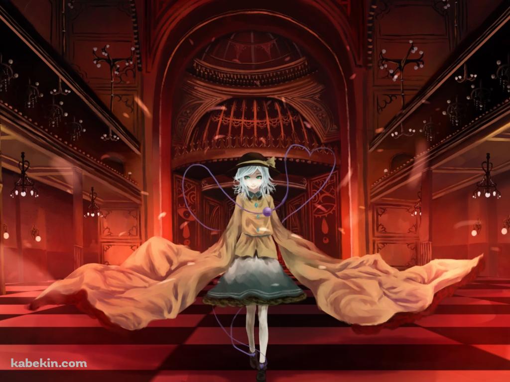 赤い大広間を闊歩する古明地こいし / 東方の壁紙(1024px x 768px) 高画質 PC・デスクトップ用