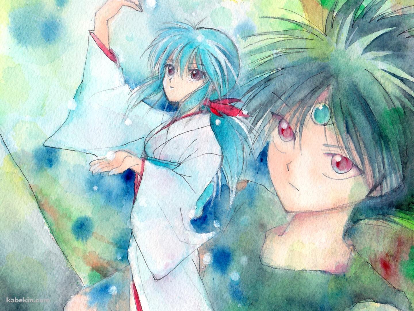 水彩で描いた飛影と雪菜 / 幽遊白書の壁紙(1440px x 1080px) 高画質 PC・デスクトップ用