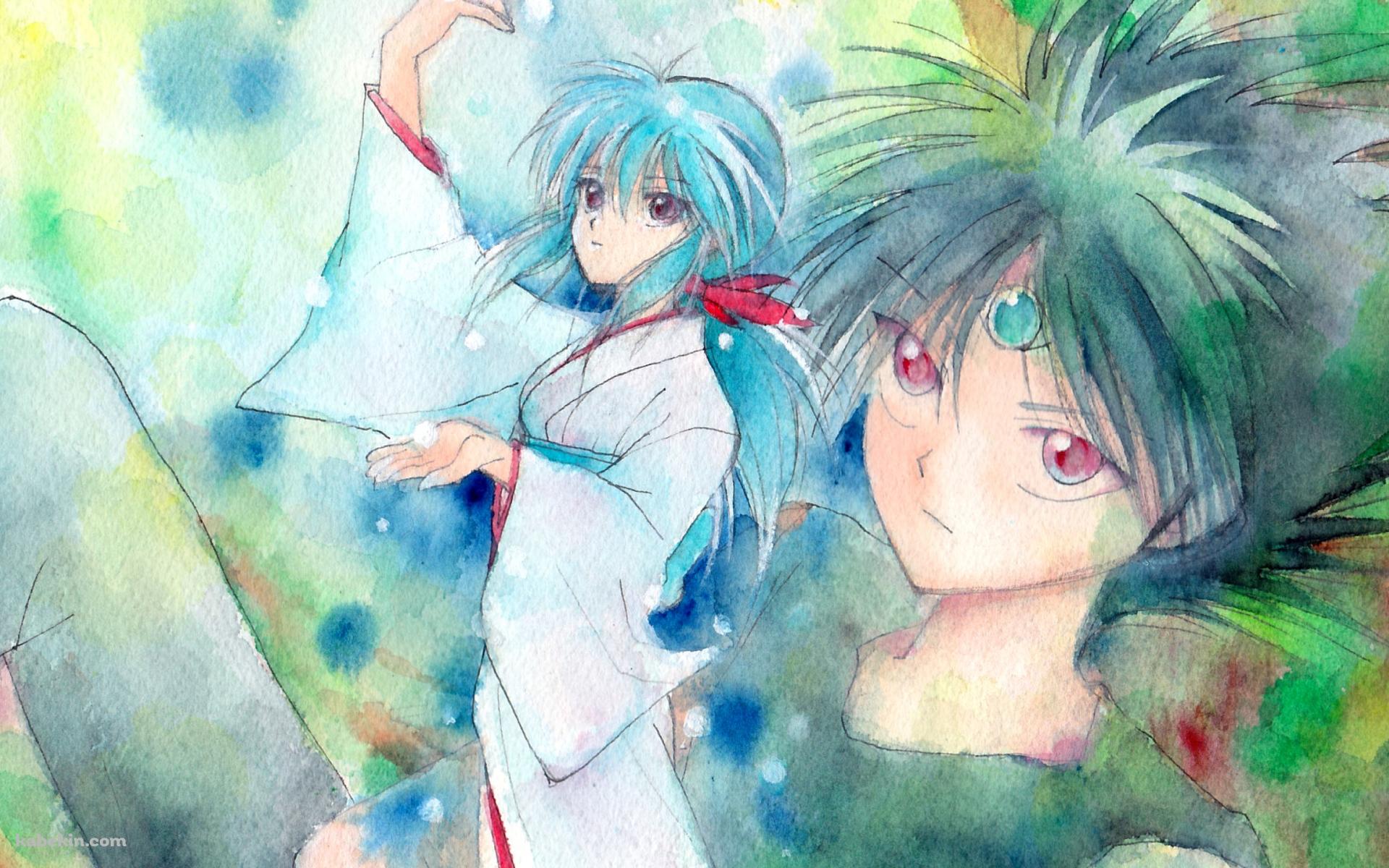 水彩で描いた飛影と雪菜 / 幽遊白書の壁紙(1920px x 1200px) 高画質 PC・デスクトップ用