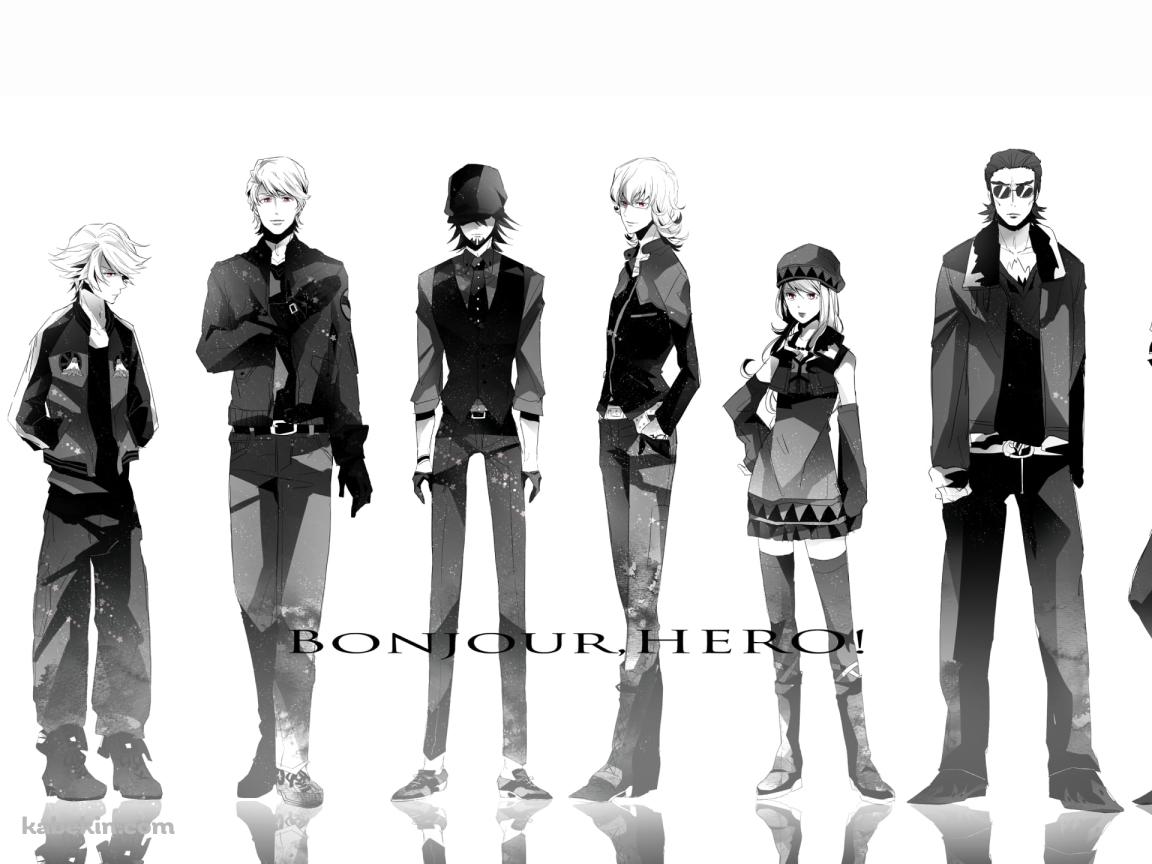 モノクロ / 鏑木・t・虎徹 / バーナビー・ブルックスJR / イワン・カレリン / タイガー & バニーの壁紙(1152px x 864px) 高画質 PC・デスクトップ用