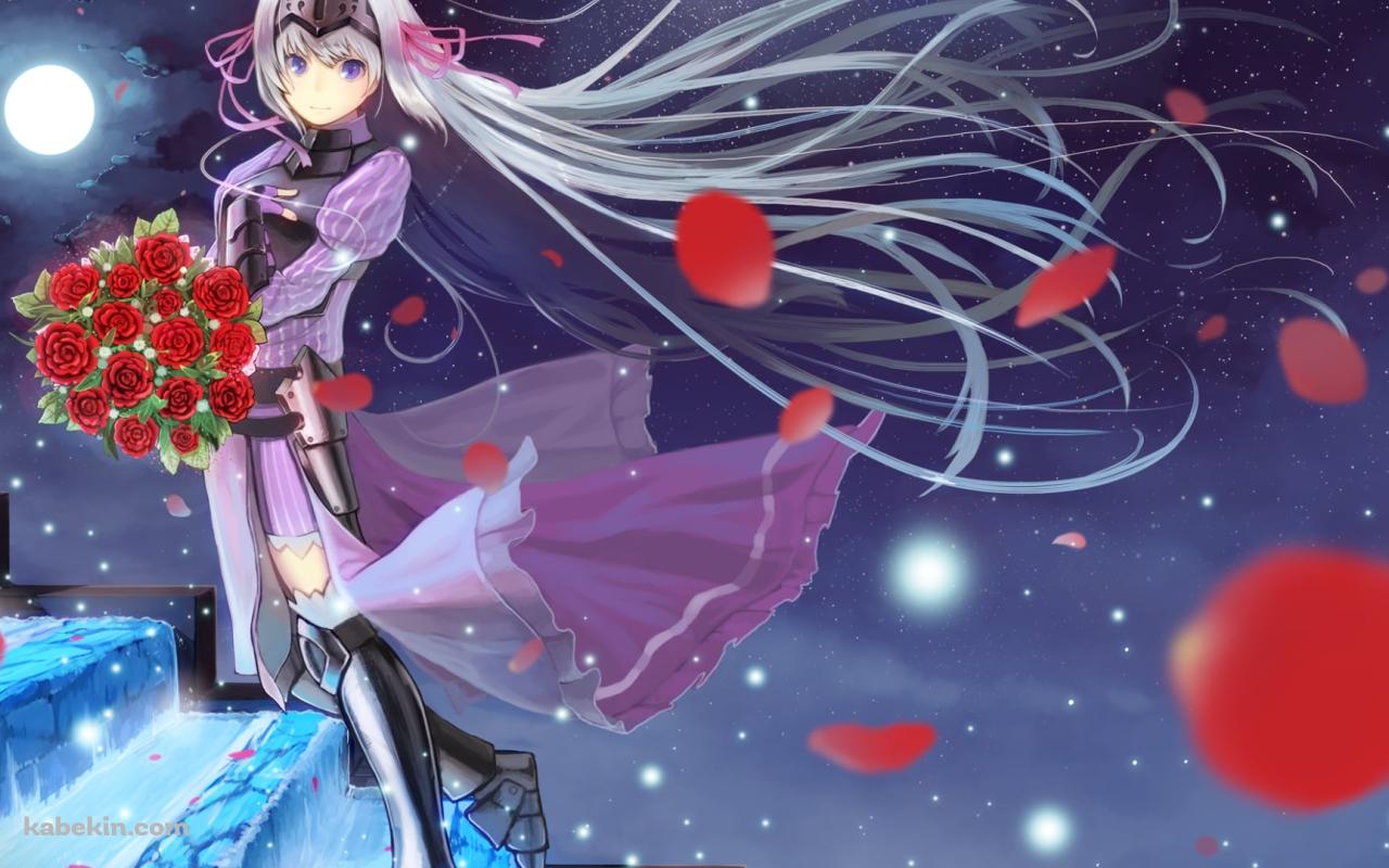 赤い薔薇を持って階段を昇るユークリウッド・ヘルサイズ / これはゾンビですか?の壁紙(1280px x 800px) 高画質 PC・デスクトップ用