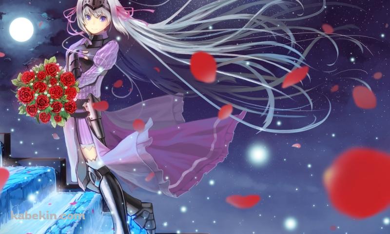 赤い薔薇を持って階段を昇るユークリウッド・ヘルサイズ / これはゾンビですか?の壁紙(800px x 480px) 高画質 PC・デスクトップ用