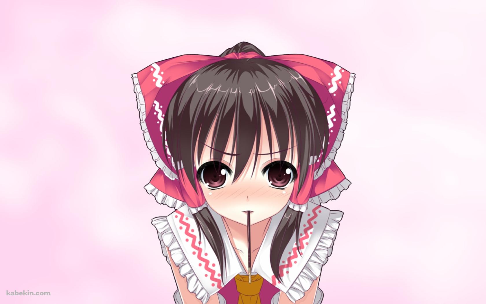 ポッキーを咥える博麗霊夢 / 東方の壁紙(1680px x 1050px) 高画質 PC・デスクトップ用