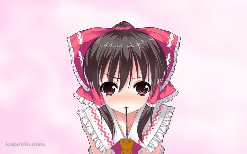 ポッキーを咥える博麗霊夢 / 東方の壁紙(960px x 600px) 高画質 PC・デスクトップ用