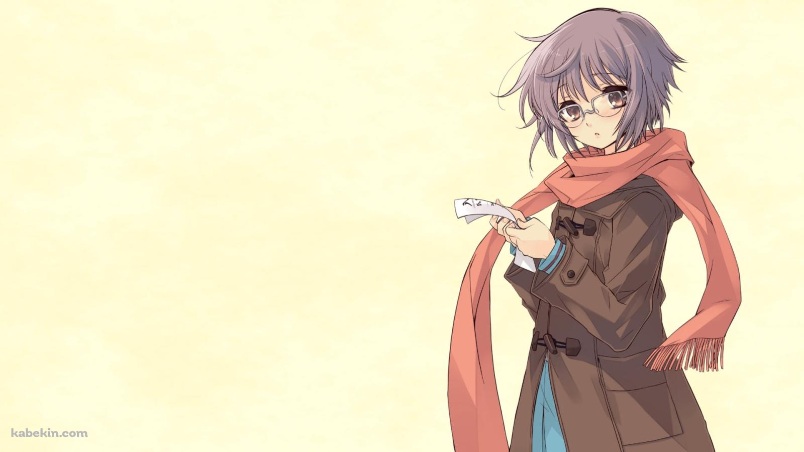 チラシを見る長門有希 / 涼宮ハルヒの憂鬱の壁紙(1600px x 900px) 高画質 PC・デスクトップ用