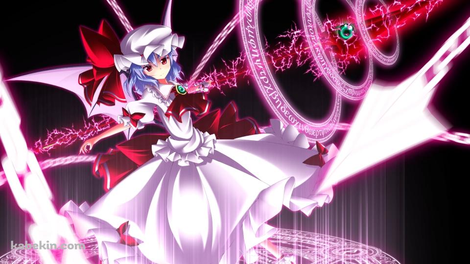 赤く光る槍で攻撃するレミリア・スカーレット / 東方の壁紙(960px x 540px) 高画質 PC・デスクトップ用