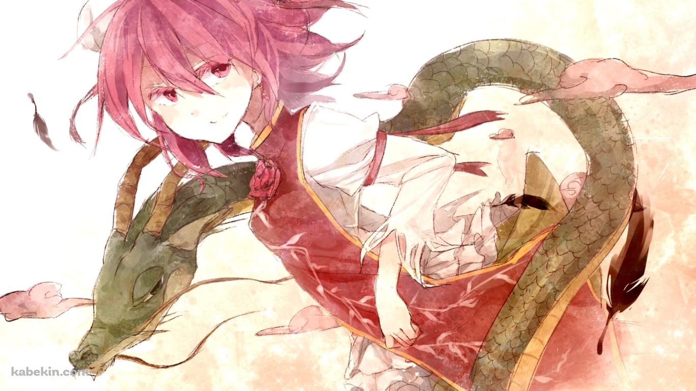 ドラゴンと茨木華扇 / 東方の壁紙(1366px x 768px) 高画質 PC・デスクトップ用