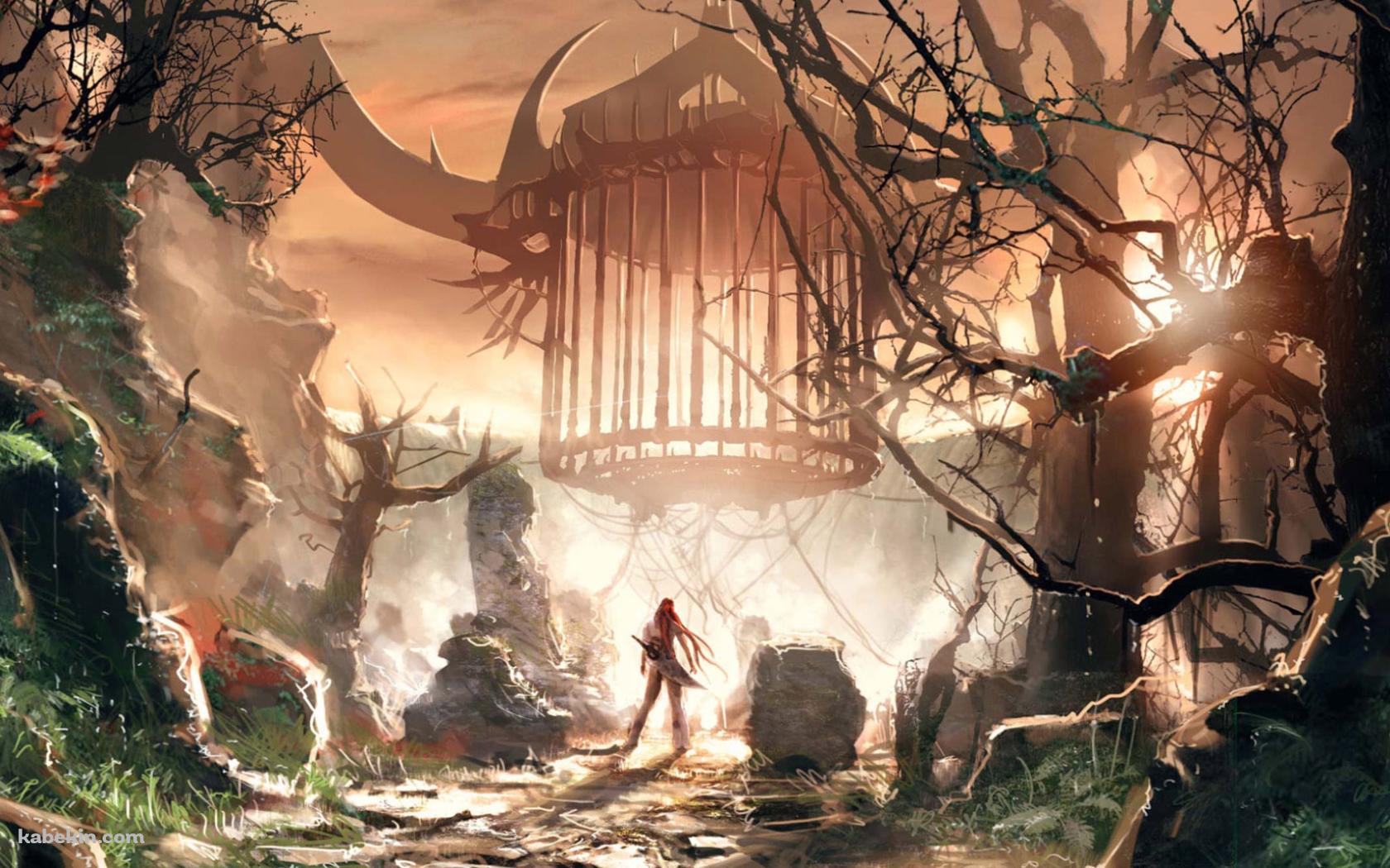 荒野に立つナリコの後ろ姿 / Heavenly Sword 〜ヘブンリーソード〜の壁紙(1680px x 1050px) 高画質 PC・デスクトップ用