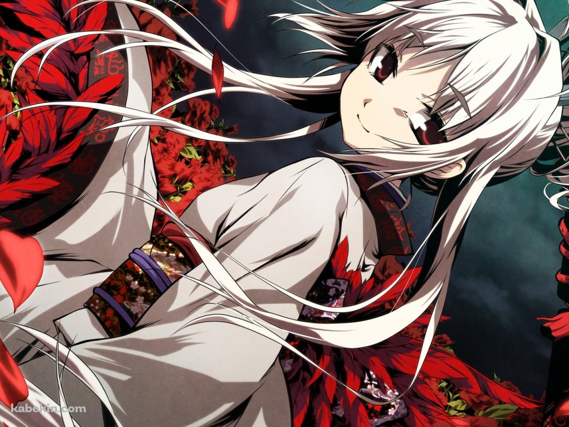 赤い花と凶月咲耶 / 神咒神威神楽の壁紙(1152px x 864px) 高画質 PC・デスクトップ用