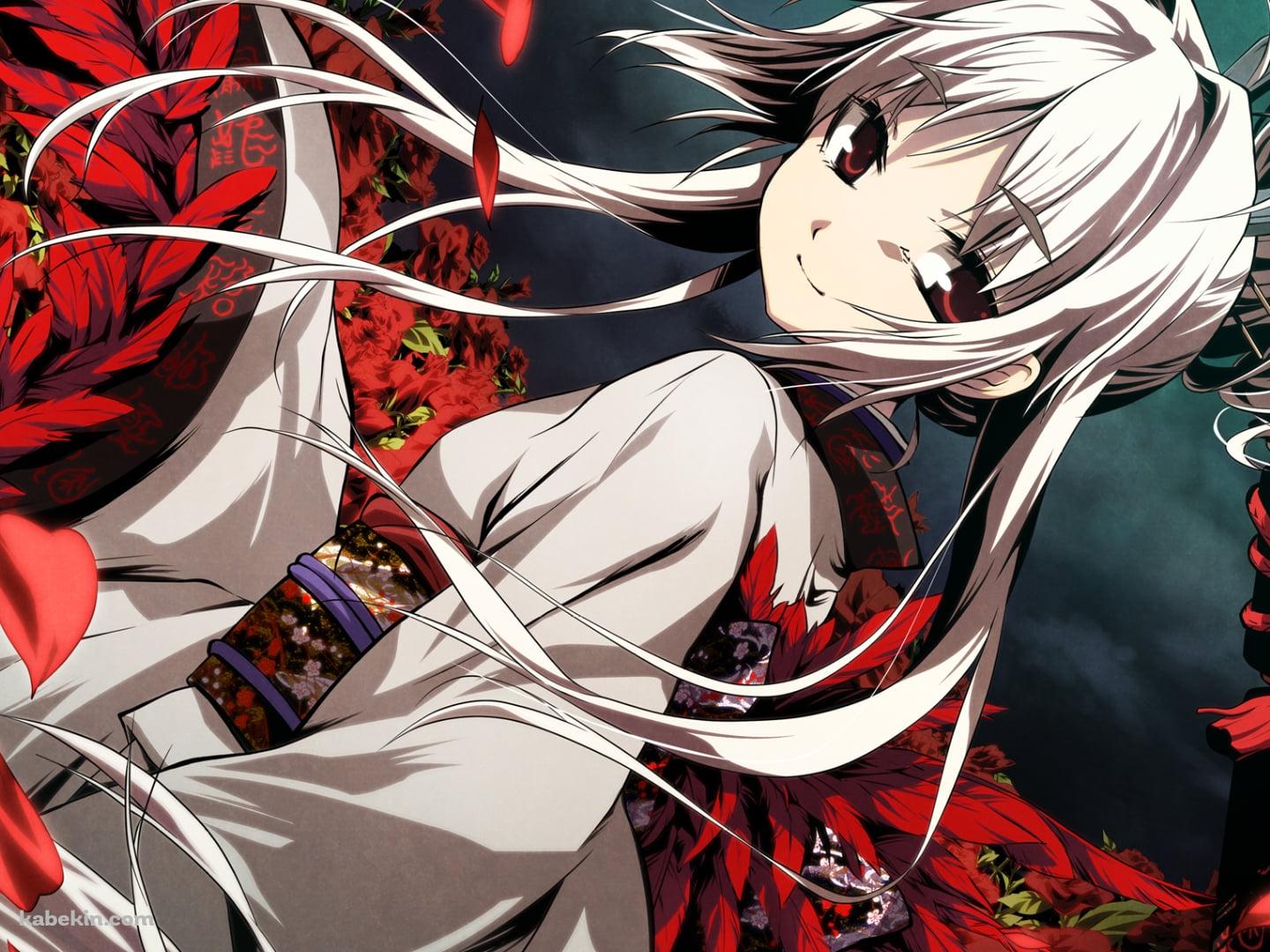 赤い花と凶月咲耶 / 神咒神威神楽の壁紙(1440px x 1080px) 高画質 PC・デスクトップ用