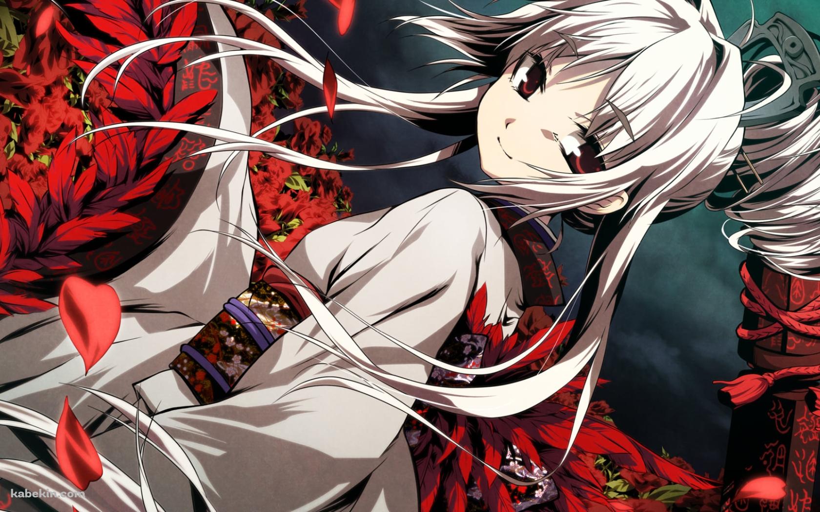 赤い花と凶月咲耶 / 神咒神威神楽の壁紙(1680px x 1050px) 高画質 PC・デスクトップ用