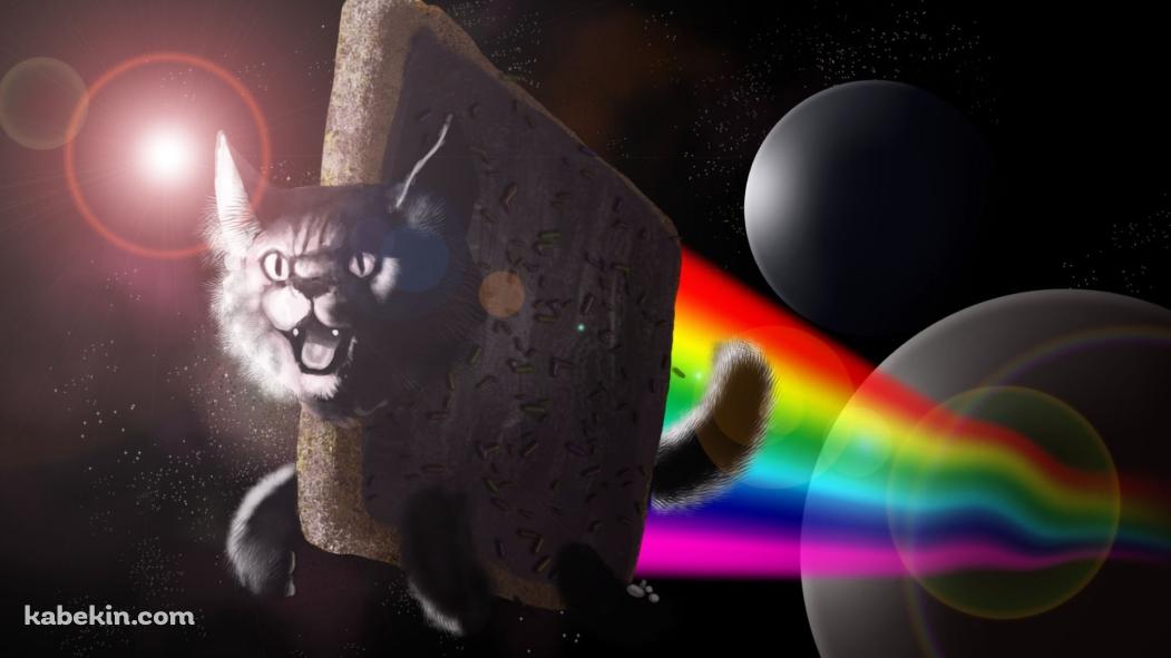 惑星から飛び立つニャン・キャット / Nyan Catの壁紙(1051px x 591px) 高画質 PC・デスクトップ用