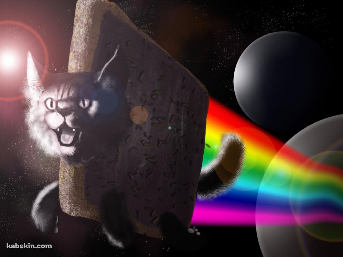 惑星から飛び立つニャン・キャット / Nyan Catの壁紙(1152px x 864px) 高画質 PC・デスクトップ用