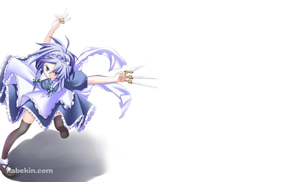 両手に武器を持つかっこいい十六夜咲夜 / 東方の壁紙(960px x 600px) 高画質 PC・デスクトップ用