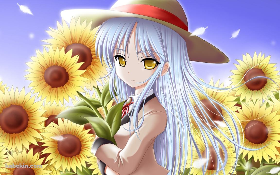 向日葵を抱える立華奏 / エンジェル ビーツ!の壁紙(1152px x 720px) 高画質 PC・デスクトップ用