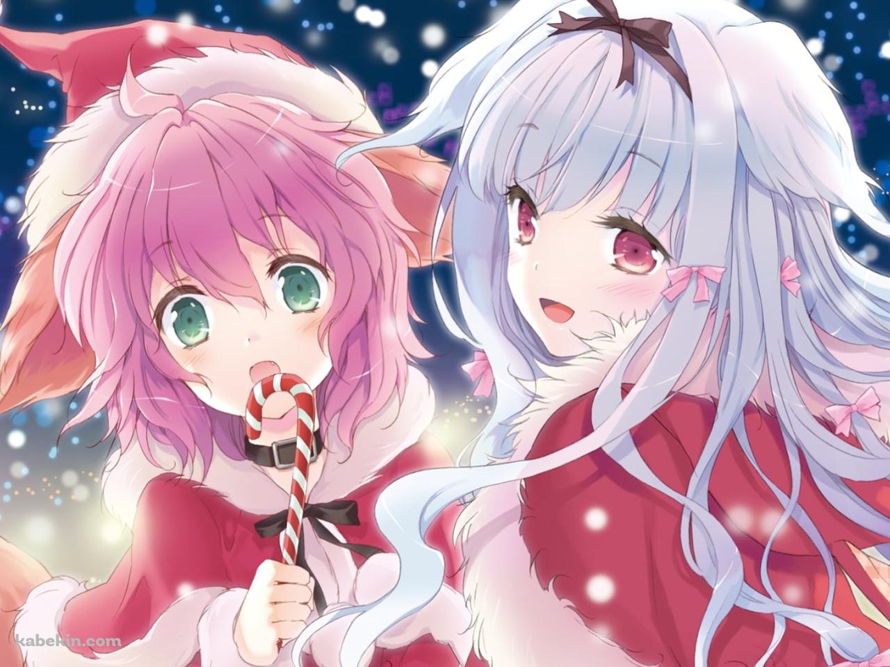 サンタコスのワンコとリリー / クリスマス / Wanko to Lilyの壁紙(1280px x 960px) 高画質 PC・デスクトップ用