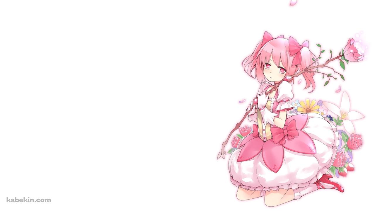 ピンクの花を持つ可愛い鹿目まどか / 魔法少女まどか☆マギカの壁紙(1280px x 720px) 高画質 PC・デスクトップ用