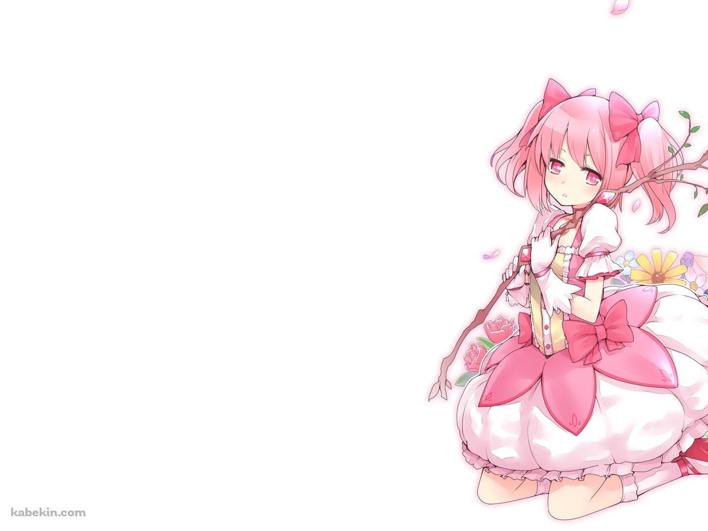 ピンクの花を持つ可愛い鹿目まどか / 魔法少女まどか☆マギカの壁紙(1440px x 1080px) 高画質 PC・デスクトップ用
