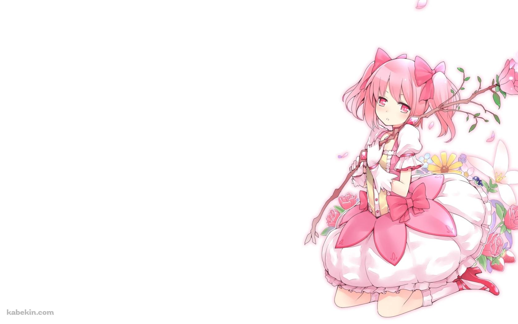 ピンクの花を持つ可愛い鹿目まどか / 魔法少女まどか☆マギカの壁紙(1680px x 1050px) 高画質 PC・デスクトップ用