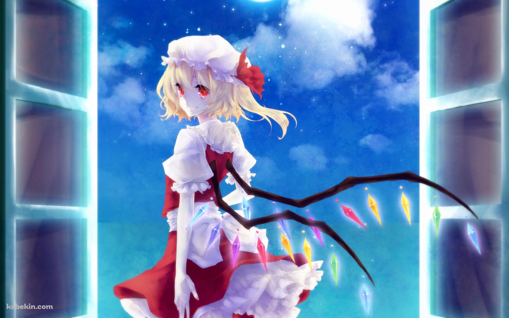 月明りの下、こちらに振り返るフランドール・スカーレット / 東方の壁紙(1680px x 1050px) 高画質 PC・デスクトップ用