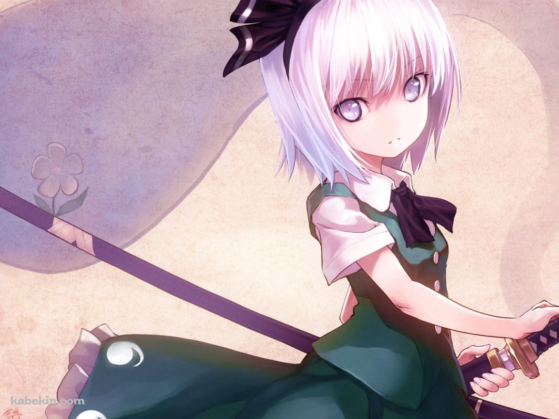 刀に手をかけるかっこいい魂魄妖夢 / 半霊 / 東方の壁紙(1152px x 864px) 高画質 PC・デスクトップ用