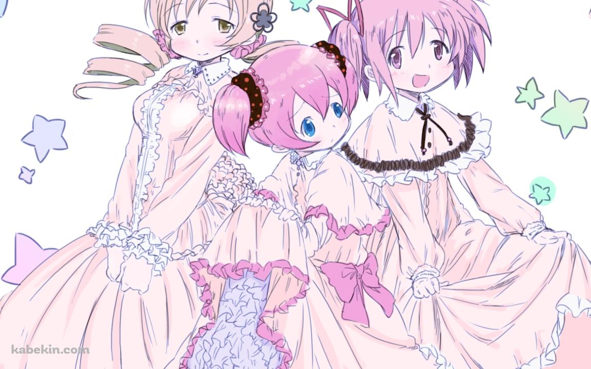 淡い鉛筆で描いたような鹿目まどか / 巴マミ / シャルロッテ / 魔法少女まどか☆マギカの壁紙(1152px x 720px) 高画質 PC・デスクトップ用