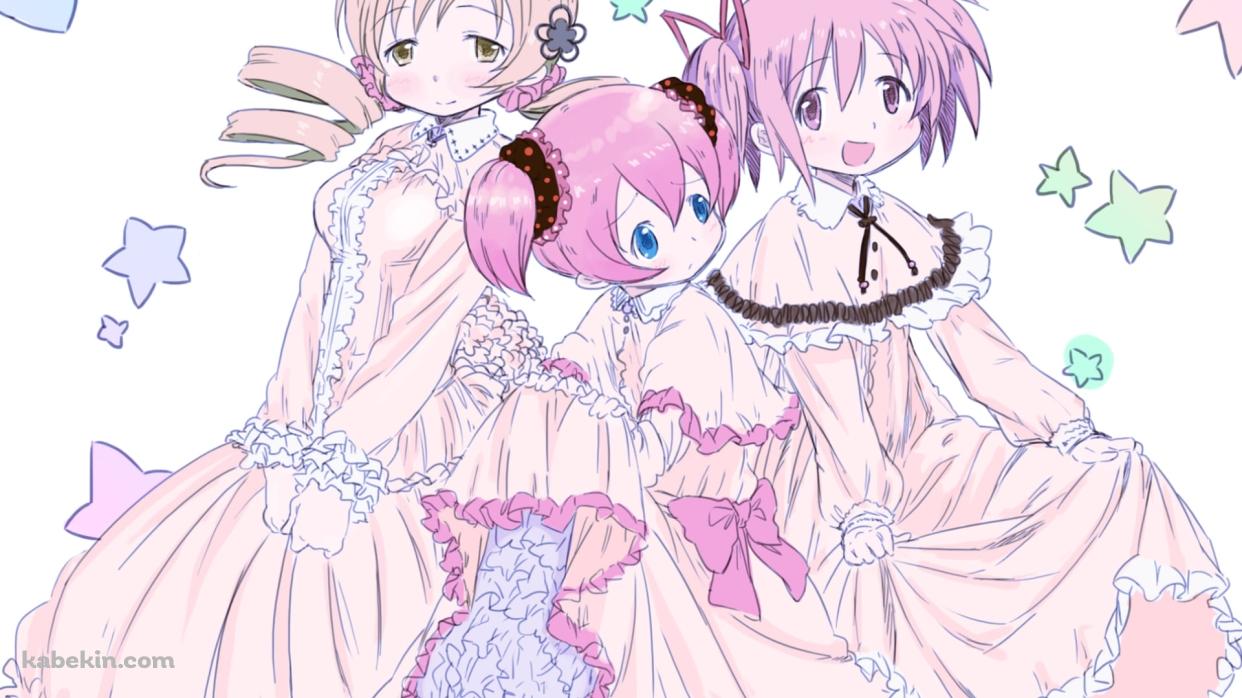 淡い鉛筆で描いたような鹿目まどか / 巴マミ / シャルロッテ / 魔法少女まどか☆マギカの壁紙(1242px x 698px) 高画質 PC・デスクトップ用