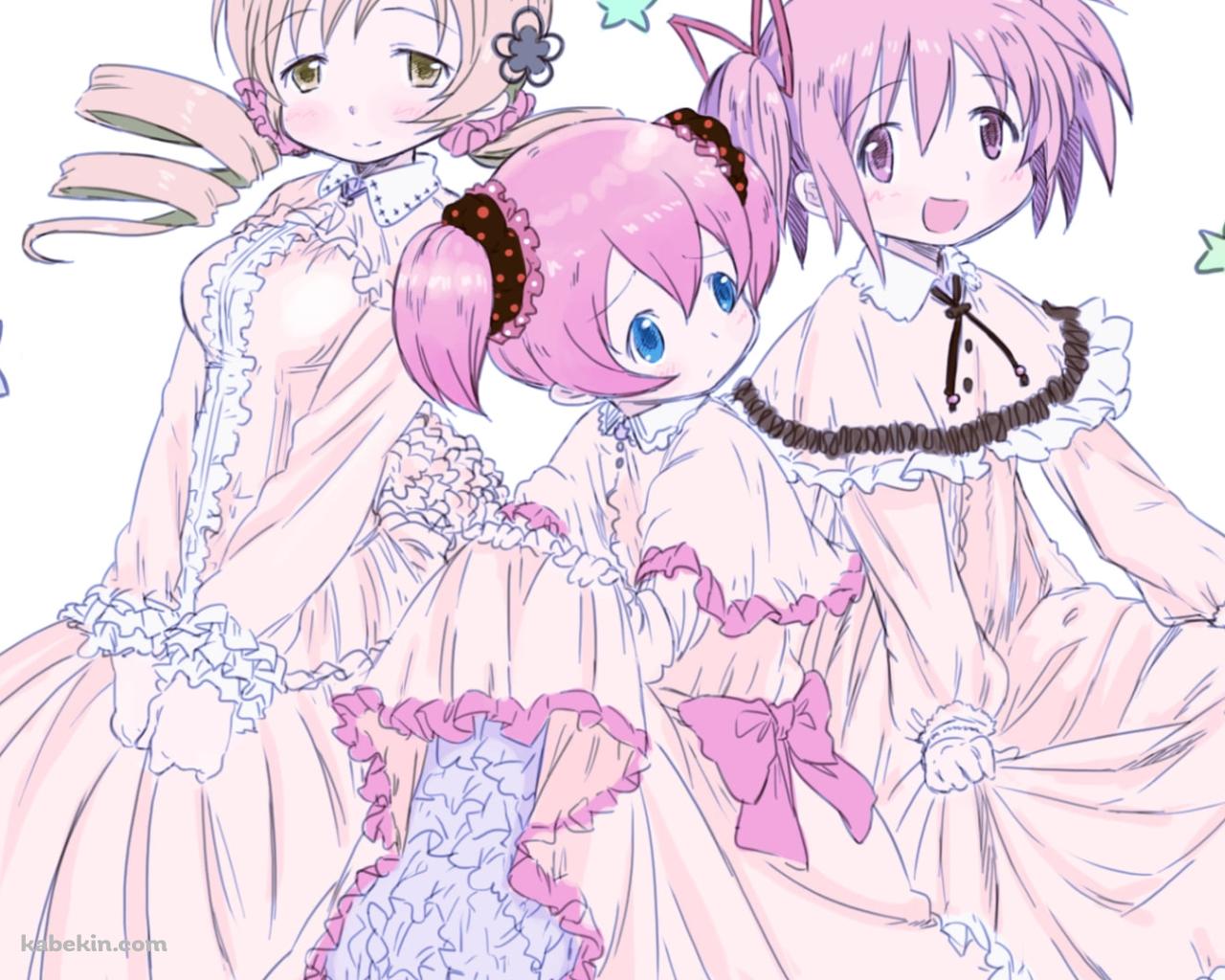 淡い鉛筆で描いたような鹿目まどか / 巴マミ / シャルロッテ / 魔法少女まどか☆マギカの壁紙(1280px x 1024px) 高画質 PC・デスクトップ用