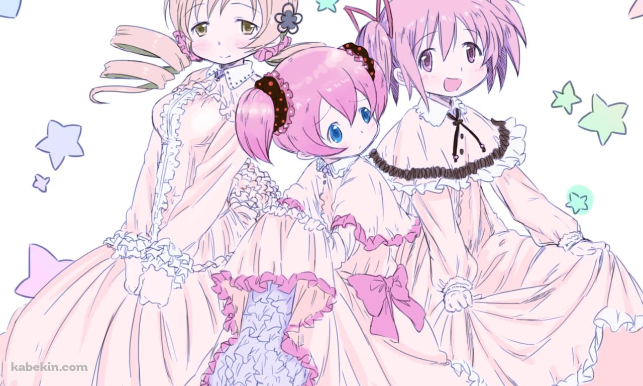 淡い鉛筆で描いたような鹿目まどか / 巴マミ / シャルロッテ / 魔法少女まどか☆マギカの壁紙(1280px x 768px) 高画質 PC・デスクトップ用