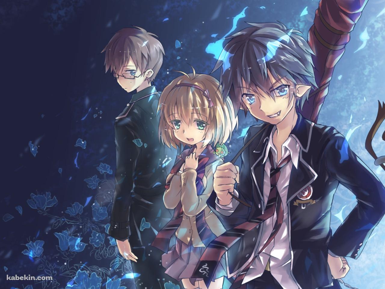 こちらを見つめる奥村燐 / 奥村雪男 / 杜山しえみ / 青の祓魔師の壁紙(1280px x 960px) 高画質 PC・デスクトップ用