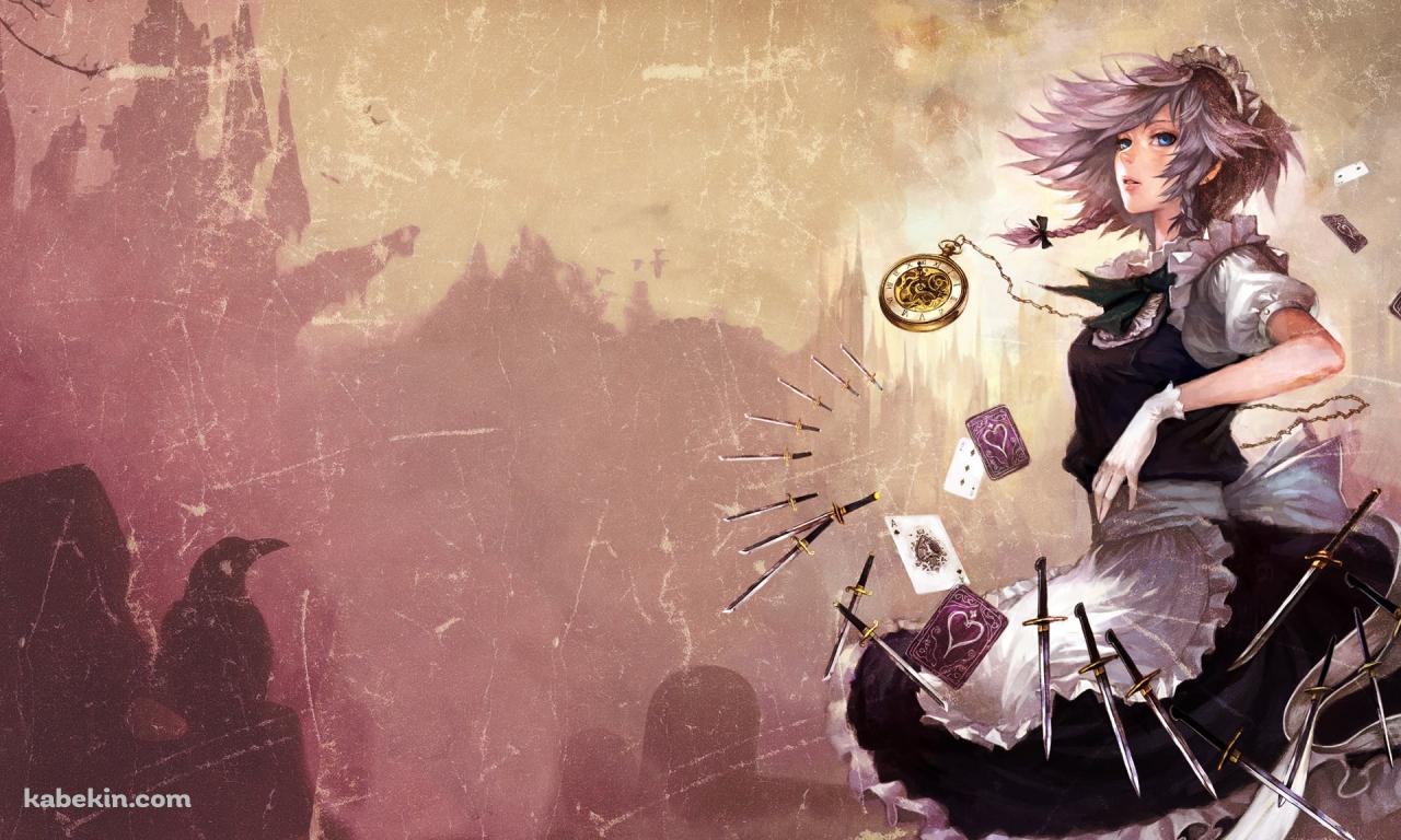 懐中時計をつけた十六夜咲夜 / 東方の壁紙(1280px x 768px) 高画質 PC・デスクトップ用