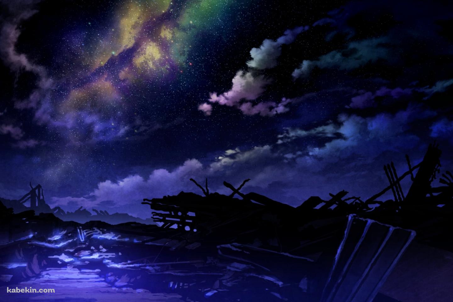 銀河と青く染まる大地 / The galaxy and the blue earthの壁紙(1440px x 960px) 高画質 PC・デスクトップ用